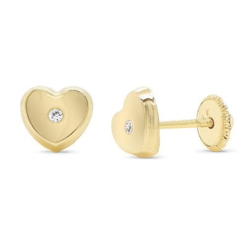 10K Gold Heart Stud Earrings