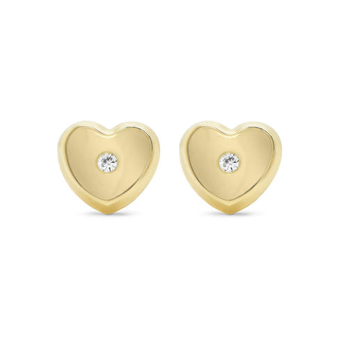 10K Gold Heart Stud Earrings