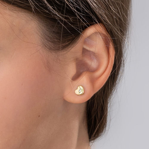 10K Gold Heart Stud Earrings