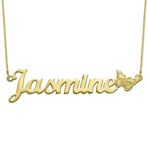 10K Solid Gold Butterfly Name Necklace