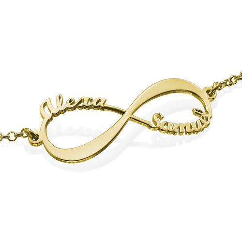 14K Gold Infinity Bracelet with Names