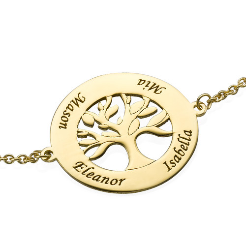 14K Gold Family Tree Bracelet with Engraving