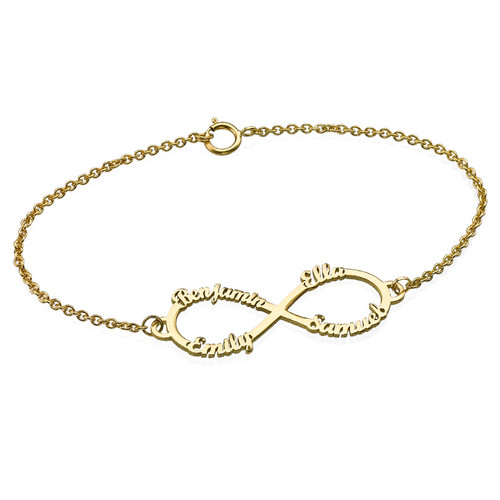 14K Gold Infinity 4 Names Bracelet