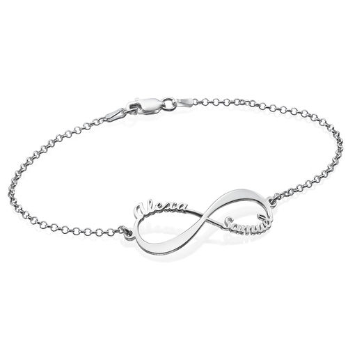 14K White Gold Infinity Bracelet with Names