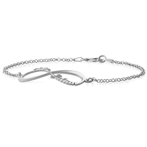 14K White Gold Infinity Bracelet with Names