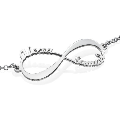 14K White Gold Infinity Bracelet with Names