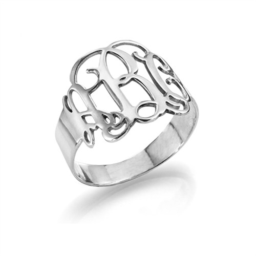 14K White Gold Monogram Ring