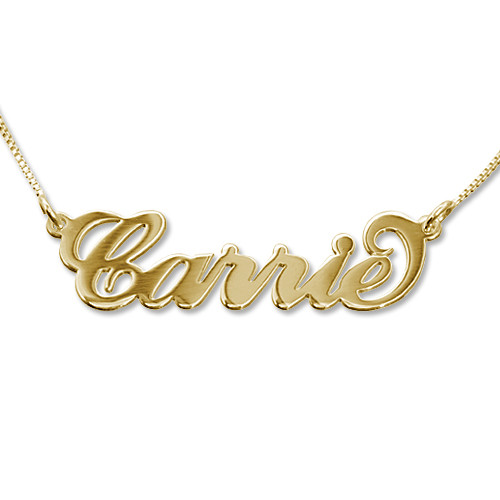 14k Gold Double Thickness “Carrie” Style Name Necklace