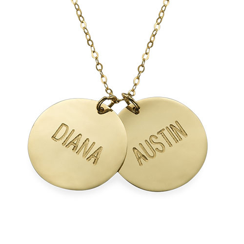 14k Gold Personalized Disc Mothers Necklace