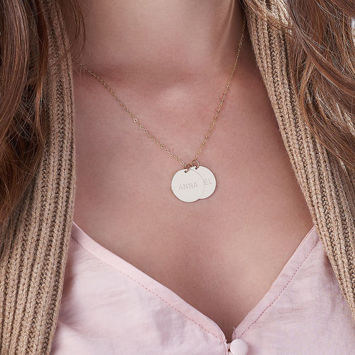 14k Gold Personalized Disc Mothers Necklace