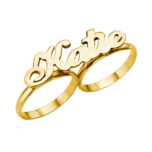 14k Gold Two Finger Name Ring