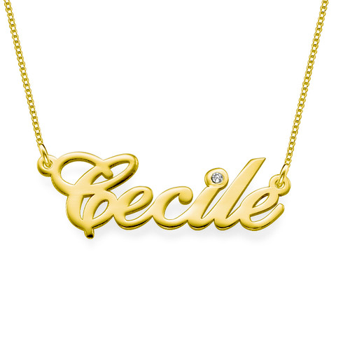 14k Gold and Diamond Name Chain Necklace