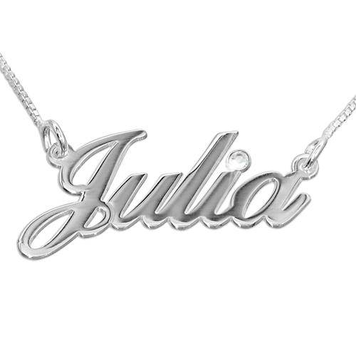 14k White Gold and Diamond Classic Name Necklace