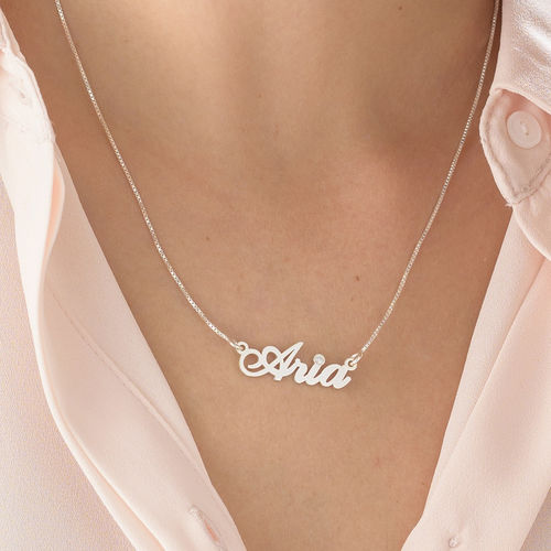 14k White Gold and Diamond Classic Name Necklace