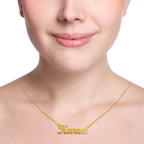 14k Yellow Gold Script Style Name Necklace