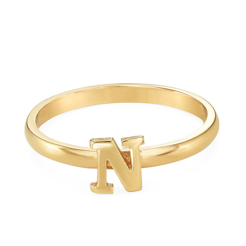 18K Gold Plated Initial Stacking Ring