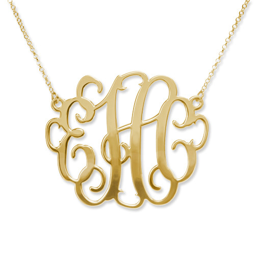 Gold Plated XXL Statement Monogram Necklace