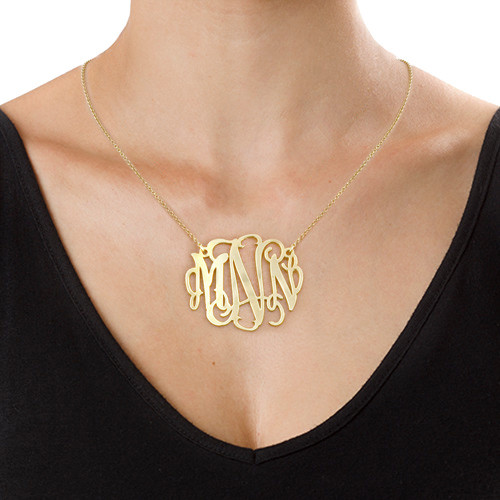 Gold Plated XXL Statement Monogram Necklace