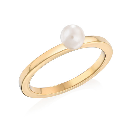 18K Gold Plated Stackable Pearl Ring