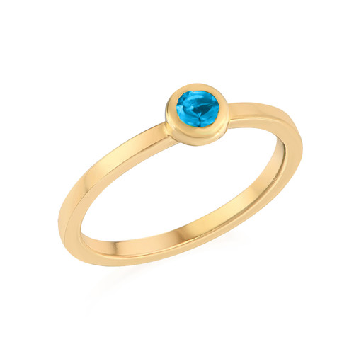 18K Gold Plated Stackable Round Blue Lagoon Ring