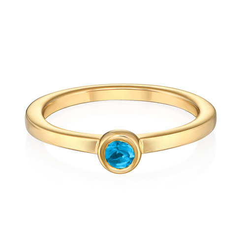 18K Gold Plated Stackable Round Blue Lagoon Ring