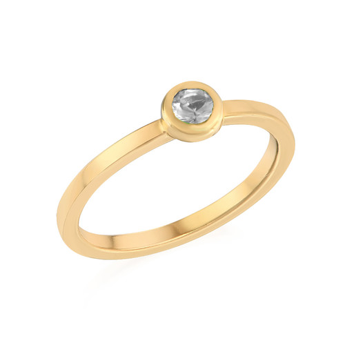 18K Gold Plated Stackable Round Crystal Clear Ring