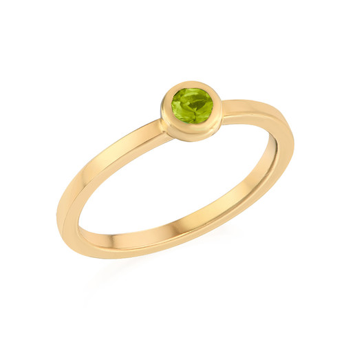 18K Gold Plated Stackable Round Limelicious Green Ring