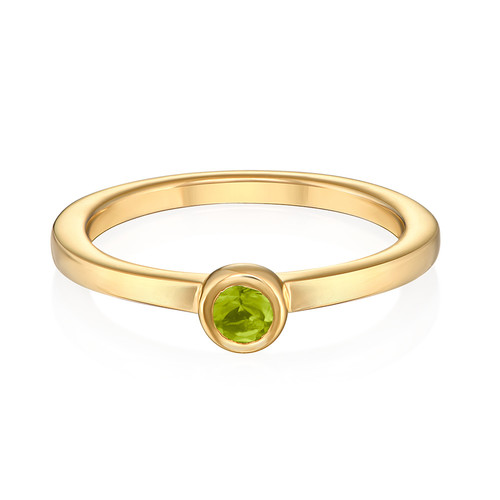 18K Gold Plated Stackable Round Limelicious Green Ring