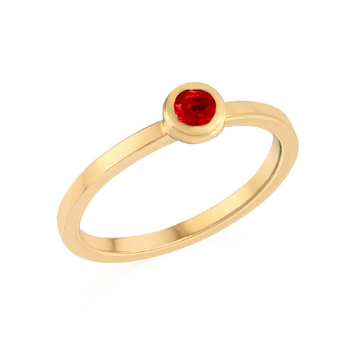 18K Gold Plated Stackable Round Ruby Red Ring