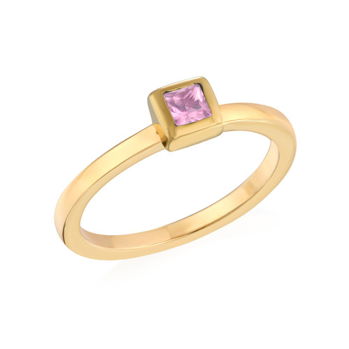 18K Gold Plated Stackable Square Misty Rose Ring