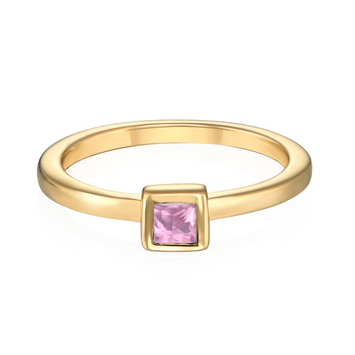 18K Gold Plated Stackable Square Misty Rose Ring