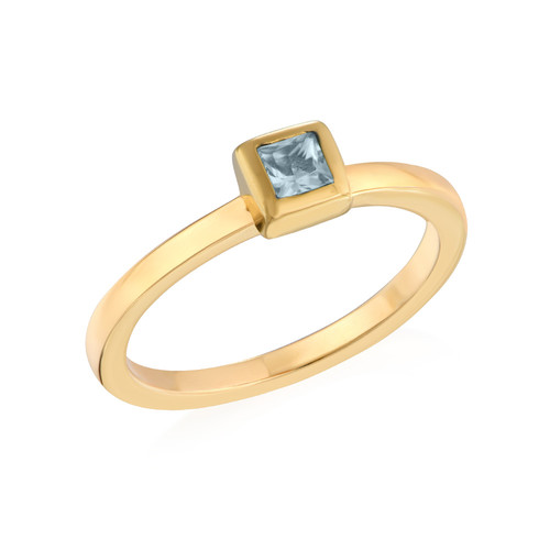 18K Gold Plated Stackable Square Sky Blue Ring