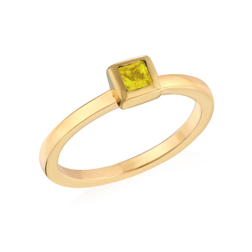 18K Gold Plated Stackable Square Sunshine Yellow Ring