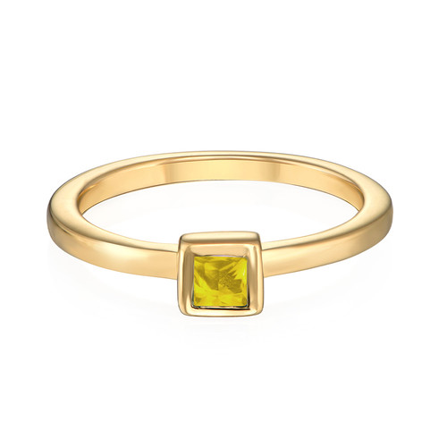 18K Gold Plated Stackable Square Sunshine Yellow Ring