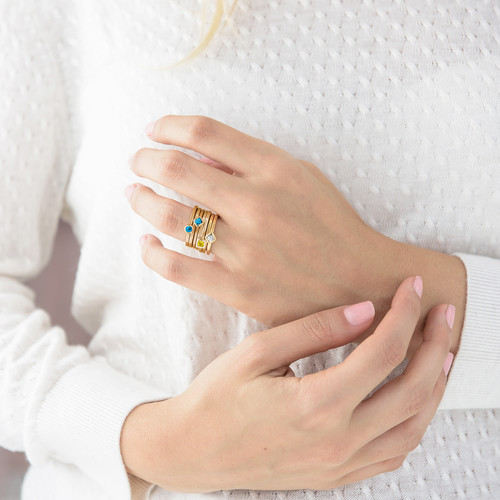 18K Gold Plated Stackable Square Sunshine Yellow Ring