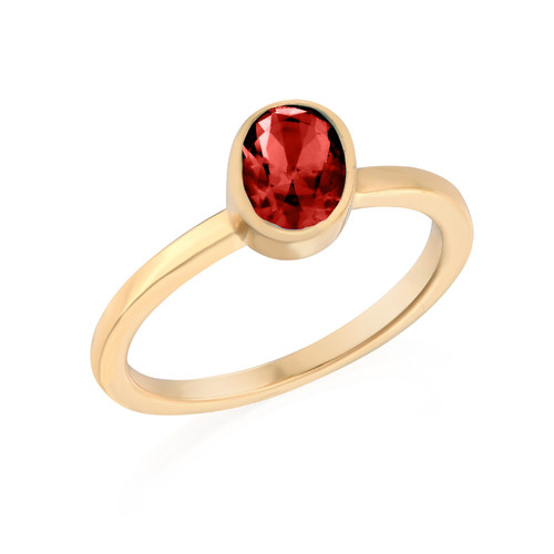 18K Gold Plated Stackable Velvet Red Oval Ring