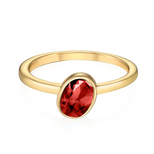 18K Gold Plated Stackable Velvet Red Oval Ring