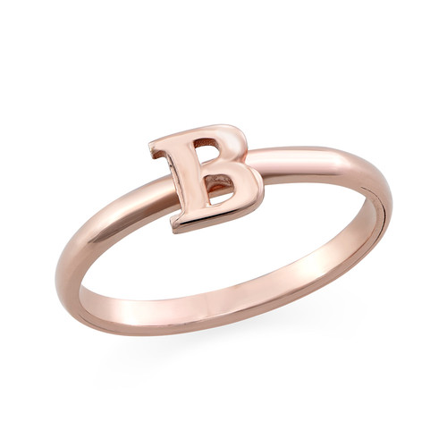18K Rose Gold Plated Initial Stacking Ring