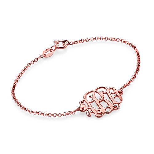 18K Rose Gold Plated Silver Monogram Bracelet