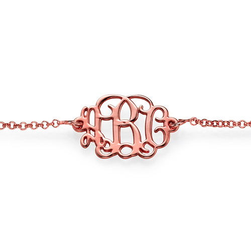 18K Rose Gold Plated Silver Monogram Bracelet