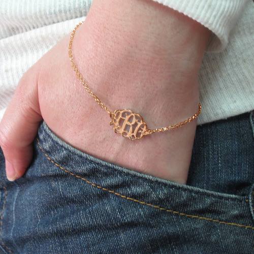 18K Rose Gold Plated Silver Monogram Bracelet