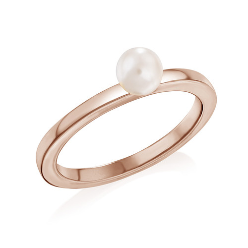 18K Rose Gold Plated Stackable Pearl Ring