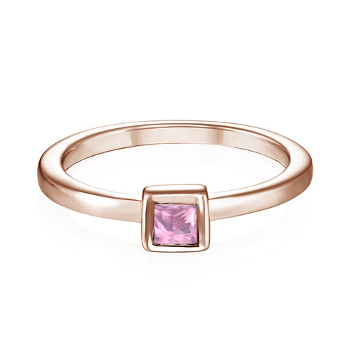 18K Rose Gold Plated Stackable Square Misty Rose Ring