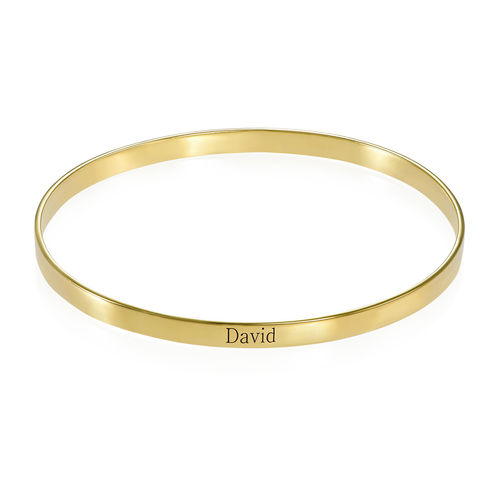 18k Gold-Plated Engraved Bangle Bracelet