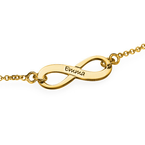 18k Gold Plated Engraved Infinity Bracelet