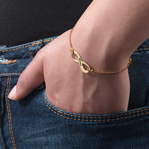 18k Gold Plated Engraved Infinity Bracelet