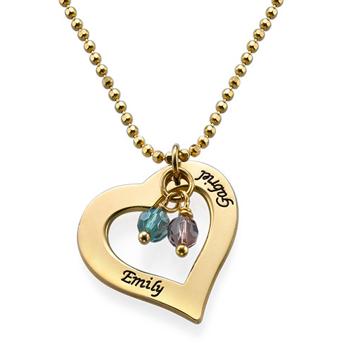 18k Gold Plated Engraved Necklace with Hollow Heart