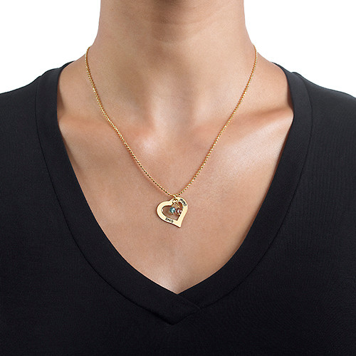 18k Gold Plated Engraved Necklace with Hollow Heart