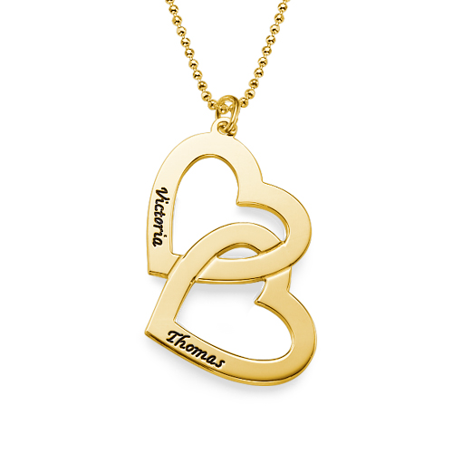 18k Gold Plated Heart in Heart Necklace