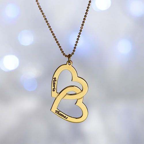 18k Gold Plated Heart in Heart Necklace